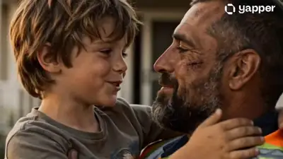 Emotionales Vater-Sohn-Sonnenuntergangsvideo mit Dialog