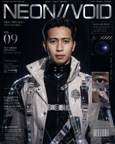 Futuristic Cyberpunk Fashion Magazine Cover
