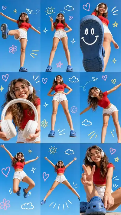 3x3 Lifestyle Fashion Collage with Consistent Identity