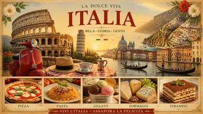 Composite travel poster for Italy