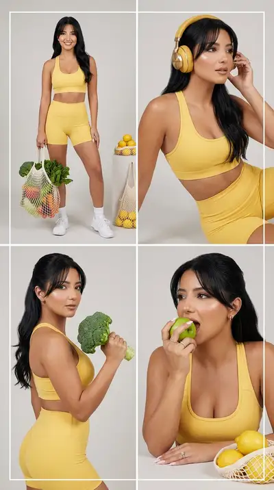 Luxury Activewear Editorial Collage Prompt