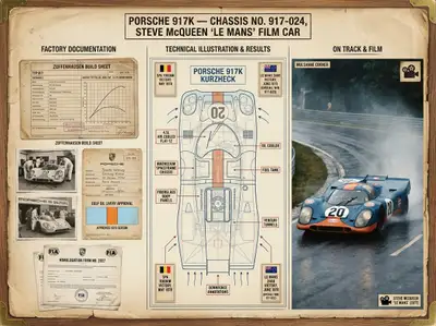 Marque Historian Documentation Board for a Classic Vehicle