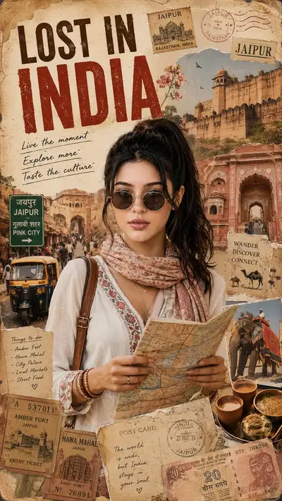Vintage Travel Editorial Collage Poster Prompt