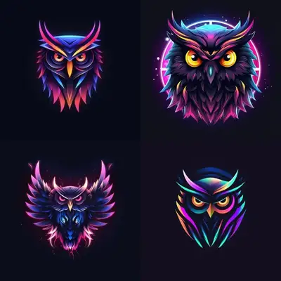 Neon Logo Prompt: Glowing Owl