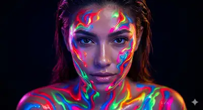 Ultra-Realistic Neon Body Paint Portrait