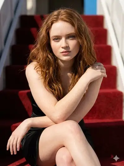 Photorealistic Aircraft Staircase Fashion Portrait