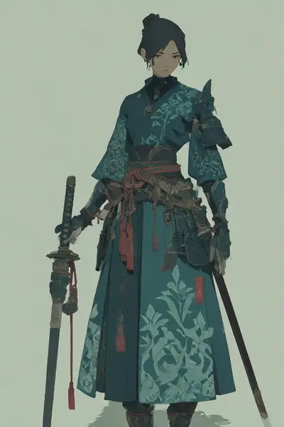 Yamada Akihiro Style Robed Swordswoman