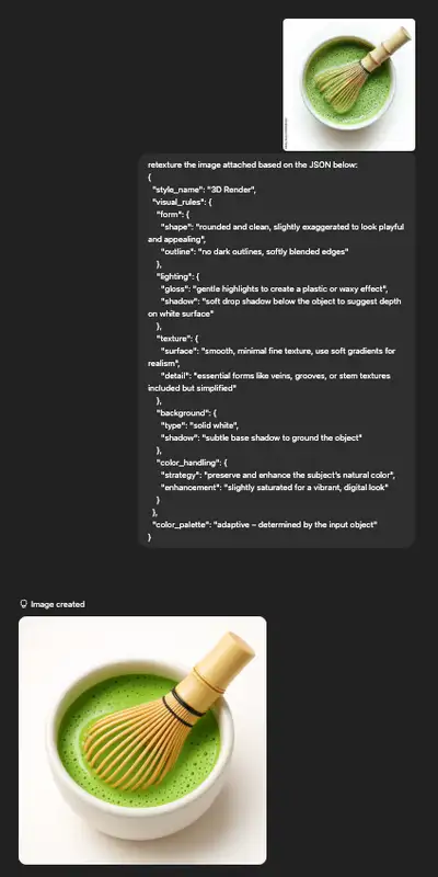 3D Render Retexture Prompt with JSON Style Spec