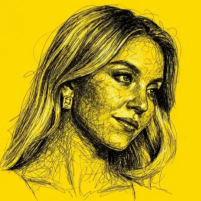 High-Contrast Scribble Art Portrait