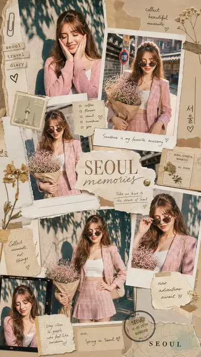 Aesthetic Travel Scrapbook Polaroid Collage Transform