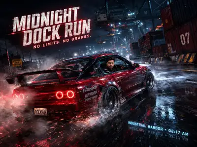 Midnight Dock Run Racing Poster