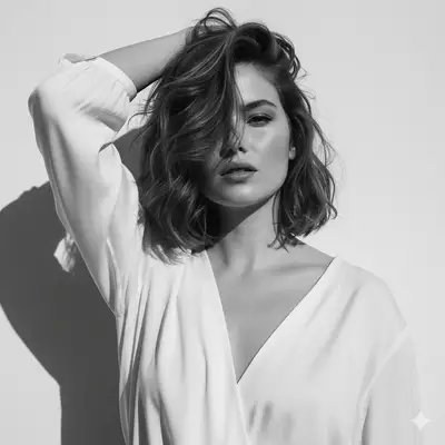 Schwarz-weißes High-Fashion-Editorial-Porträt, Gesicht erhalten