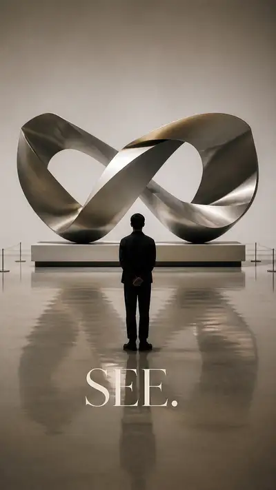 Affiche publicitaire éditoriale de musée avec le mot SEE