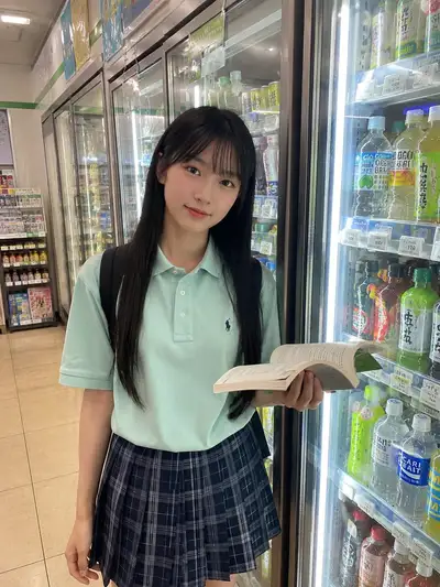 コンビニでの学生のスナップ写真プロンプト