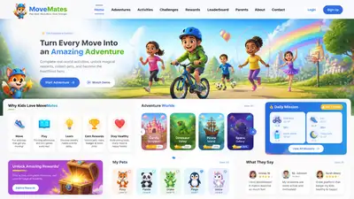 Full brand and UI spec for a gamified kids fitness website