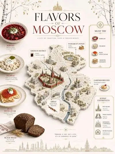 莫斯科风味旅行信息图海报