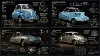Classic car engineering specification poster template