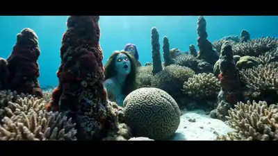 Underwater Siren Coral Spires Cinematic Shot