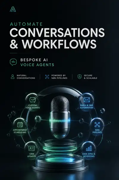 Minimalist poster for AI voice agent and automation brand