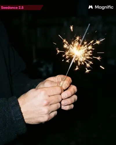 Immersive Crash Zoom into Sparkler Firework