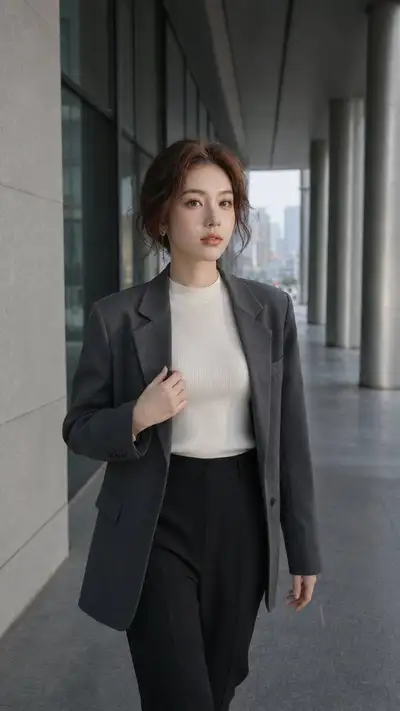 Photorealistic Modern Architecture Corridor Fashion Portrait