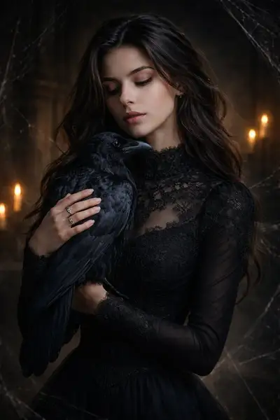 Gothic Raven Portrait Cinematic Prompt