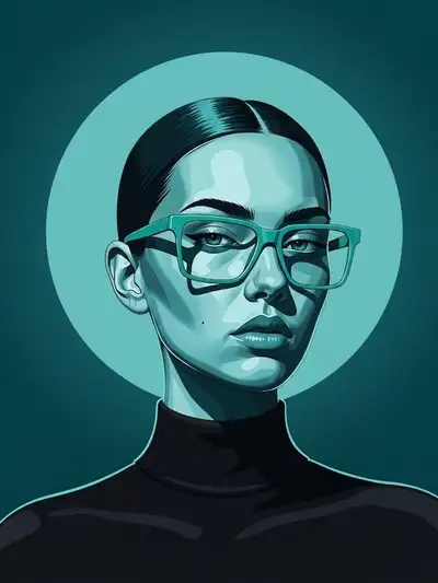 Bold Vector Portrait with Geometric Sunglasses