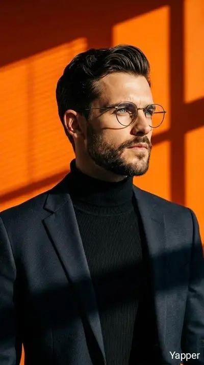 Cinematic Portrait of Stylish Man in Warm Sunlight