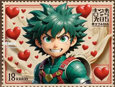 Anime Valentine's Day Postage Stamp Design