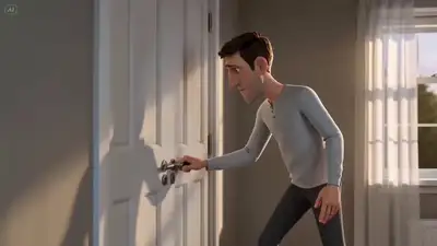 3D Animated Comedy: Cat vs. Door Standoff