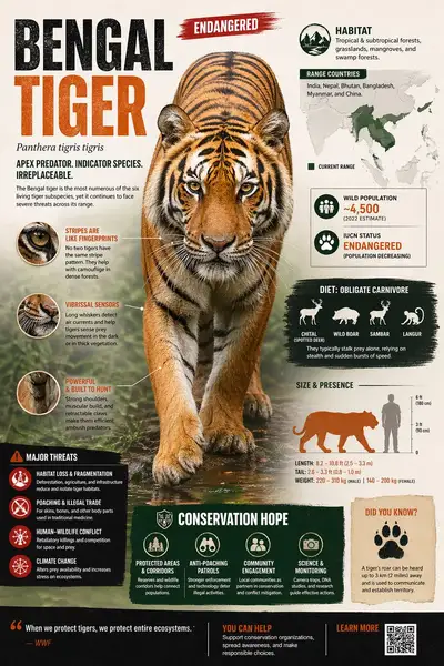 Endangered Animal Photorealistic Infographic Design