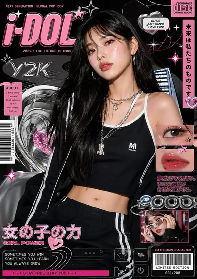 Y2Kポップアート風ファッション雑誌ポスター