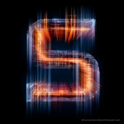 Fiery Digital Letter S Typography