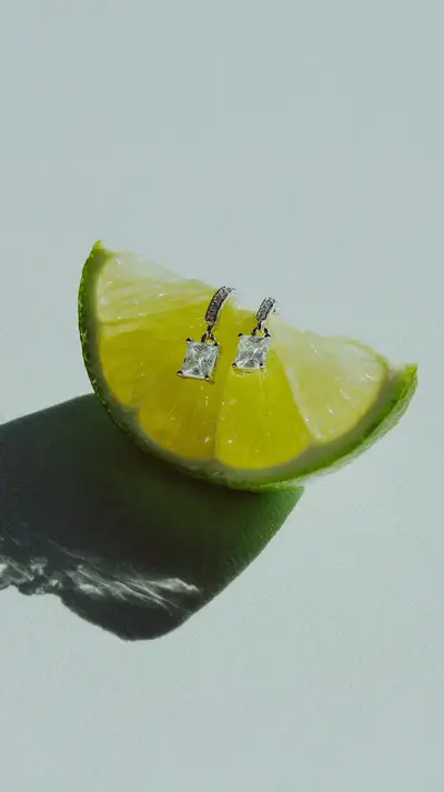 Lime Slice Diamond Earrings Jewelry Concept