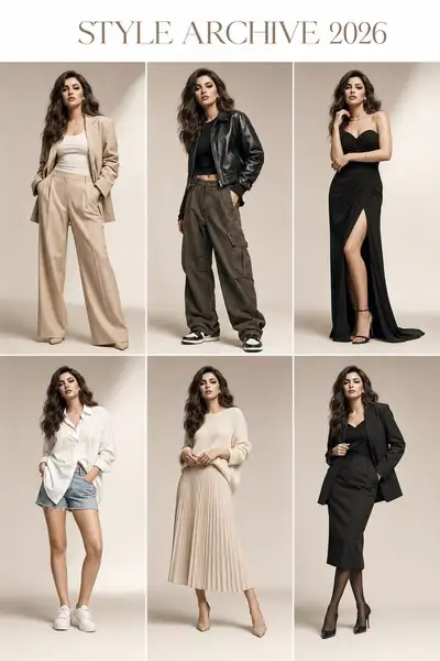 Six-panel identity-locked fashion wardrobe portfolio