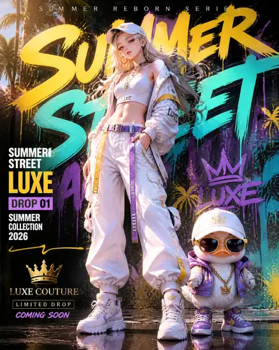 Anime-realistic luxury streetwear fashion poster template