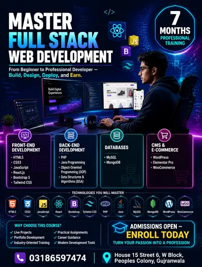 Full stack web development course advertisement poster