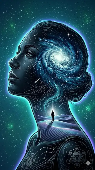 Cosmic Double-Exposure Woman Portrait