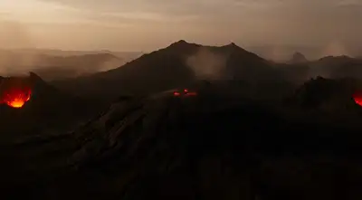 Volcanic Eruption with Lava Creatures