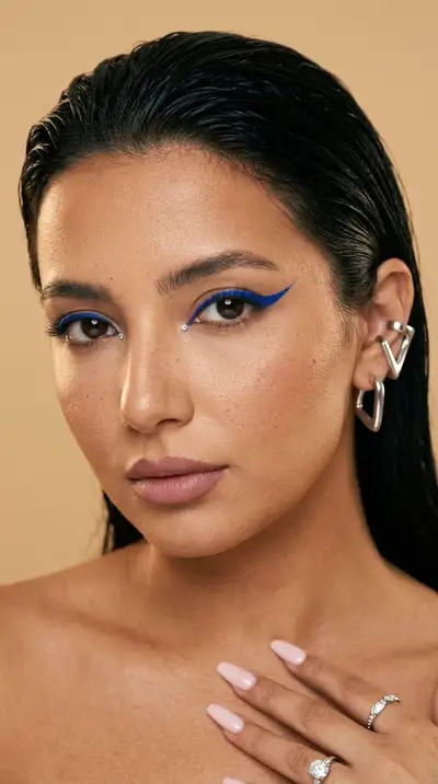 Editorial Beauty Portrait with Cobalt Graphic Liner