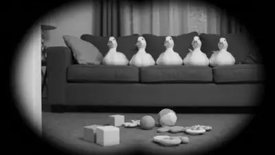 CCTV Night Vision Baby and Ducks Video Prompt