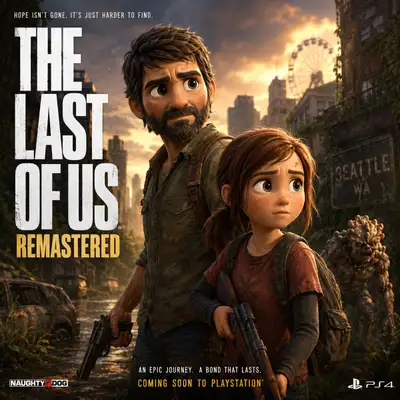 Réinterprétation d'un jeu vidéo en affiche de film façon Pixar
