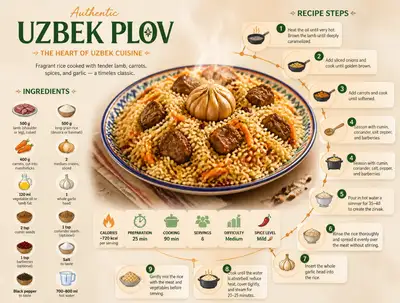 Ultra-Clean Modern Recipe Infographic for Uzbek Plov