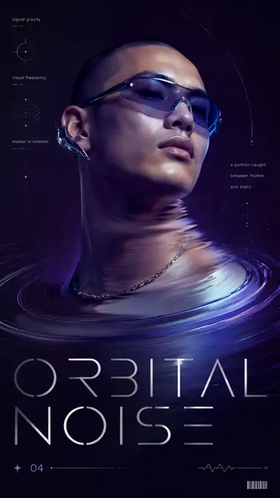 Fashion portraits with liquid-light and grid distortion