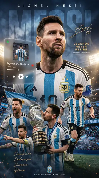 Football legend wallpaper with music player overlay