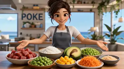 Vibrant Poke Bowl Building Storyboard Poster
