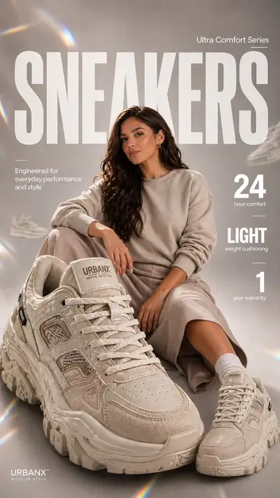 Oversized sneakers luxury streetwear e-commerce infographic