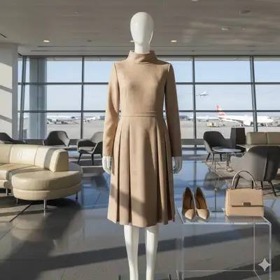 Modest Dress in Chic Airport Lounge
