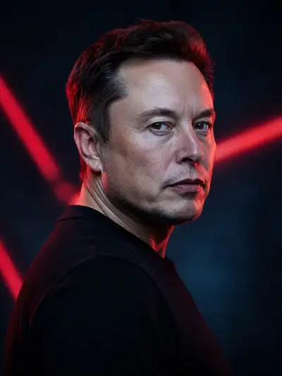 Cinematic neon studio portrait with red and blue lighting
