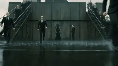 Matrix-style rooftop fight against an army of clones, Seedance 2.0
